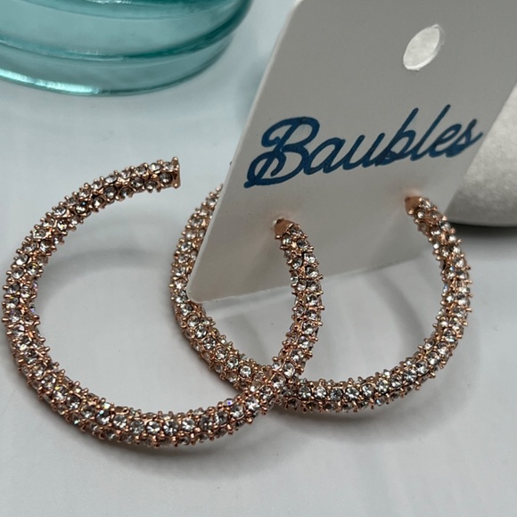 Baubles Rose Gold Hoops Austrian Crystals $12 EA or Bundle 3/$20 - Picture 2 of 6